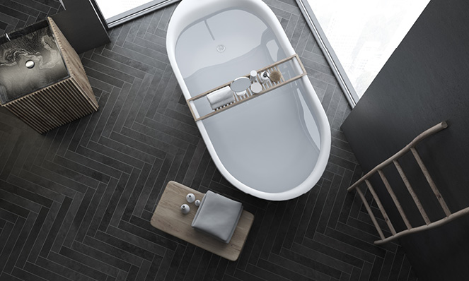 dark-grey-herringbone-tile-sleek-bathroom