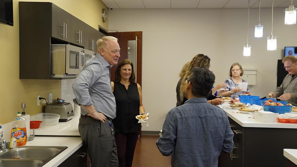 Andy Peach meets employees at Waterstone Mortgage